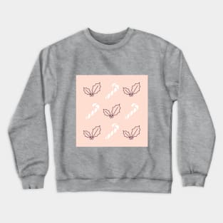 Pale Pink Candy Canes and Hollies Crewneck Sweatshirt